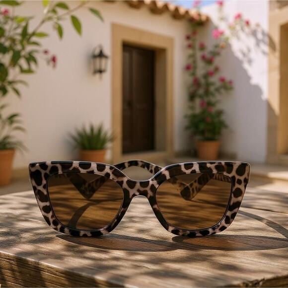 Leopard Print Sunglasses with Gold Lenses - Picture 10 of 10